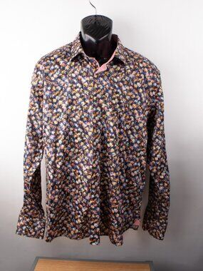 Luchiano Visconti Men's XL Long Sleeve Button Shirt Floral Abstract